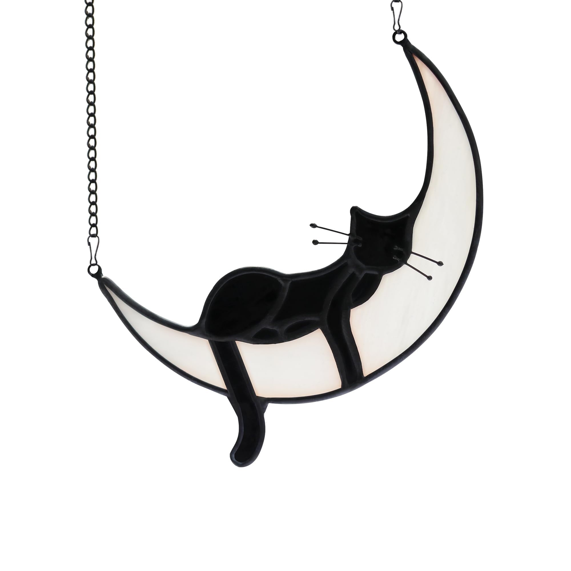 Halloween Decor Black Cat Decor Stained Glass Halloween Window Decorations Hanging Suncatcher for Windows Panels Sun Catcher Halloween Ornament Decoration