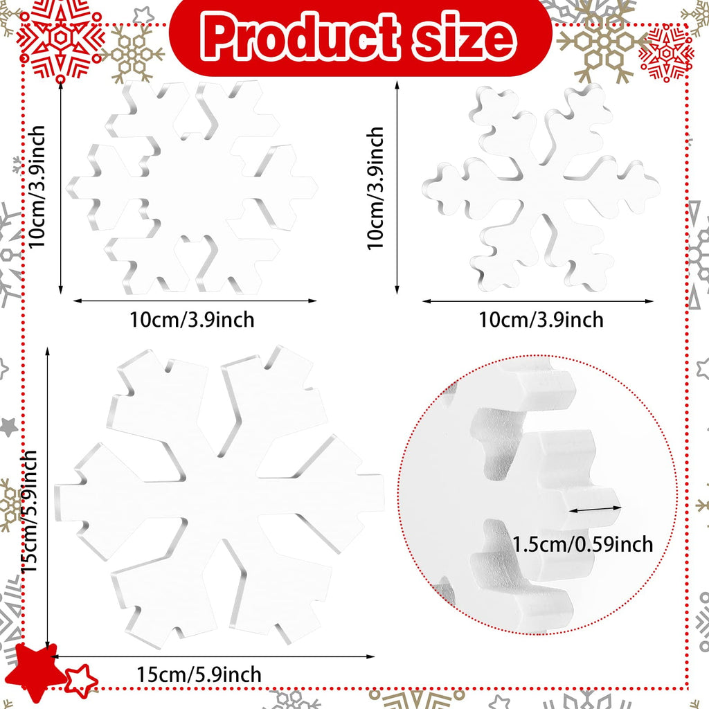 3 Pcs Christmas Decorations Winter Wooden Snowflake Decor Rustic Winter Snowflake Table Signs Wonderland Wood Blocks Farmhouse Xmas Tiered Tray Decorations for Xmas Table Shelf