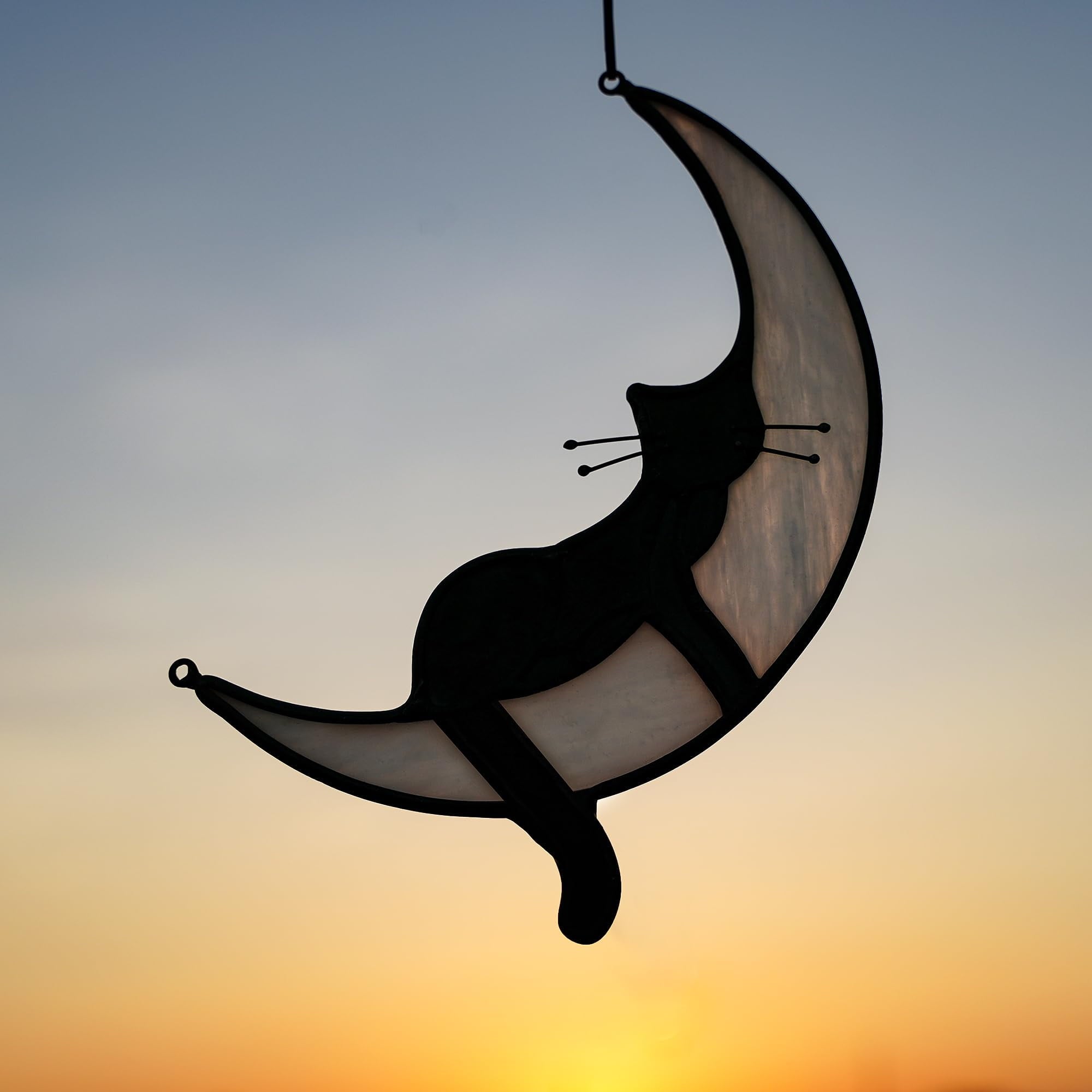 Halloween Decor Black Cat Decor Stained Glass Halloween Window Decorations Hanging Suncatcher for Windows Panels Sun Catcher Halloween Ornament Decoration