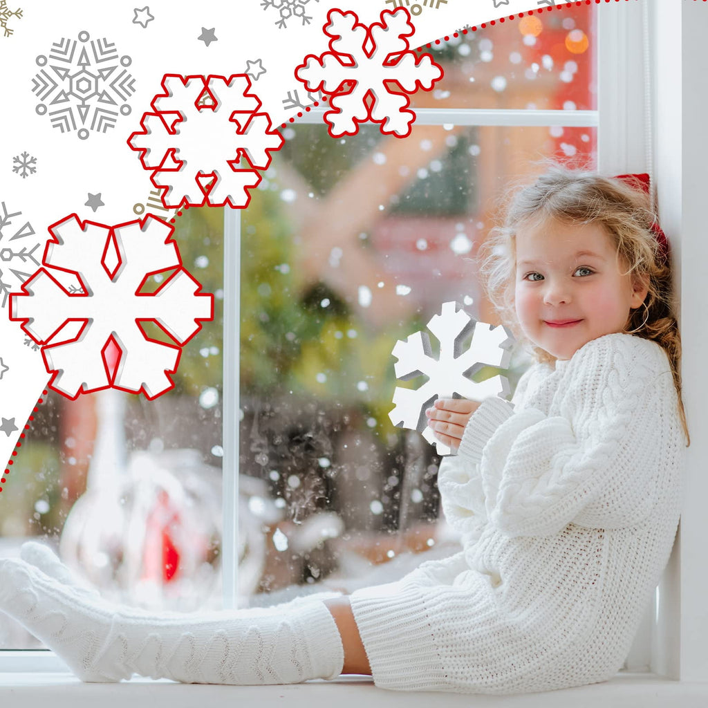 3 Pcs Christmas Decorations Winter Wooden Snowflake Decor Rustic Winter Snowflake Table Signs Wonderland Wood Blocks Farmhouse Xmas Tiered Tray Decorations for Xmas Table Shelf