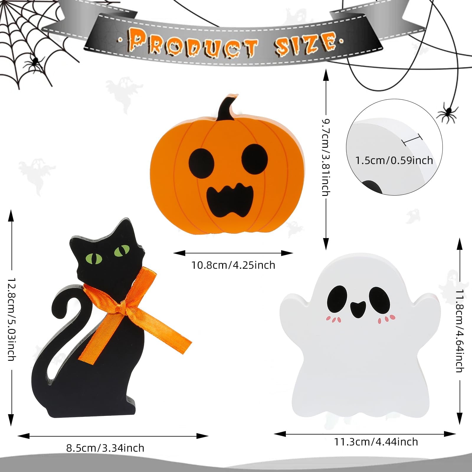 Halloween Decorations Cute Ghost Tiered Tray Indoor Halloween Tabletop Decor Table Wooden Signs Table Centerpieces Rustic Farmhouse Indoor Decorations for Halloween Fall Party Home Kitchen