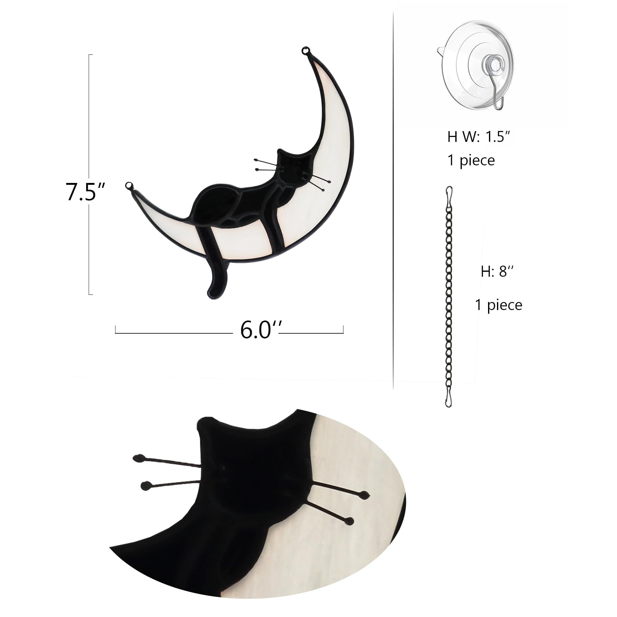 Halloween Decor Black Cat Decor Stained Glass Halloween Window Decorations Hanging Suncatcher for Windows Panels Sun Catcher Halloween Ornament Decoration