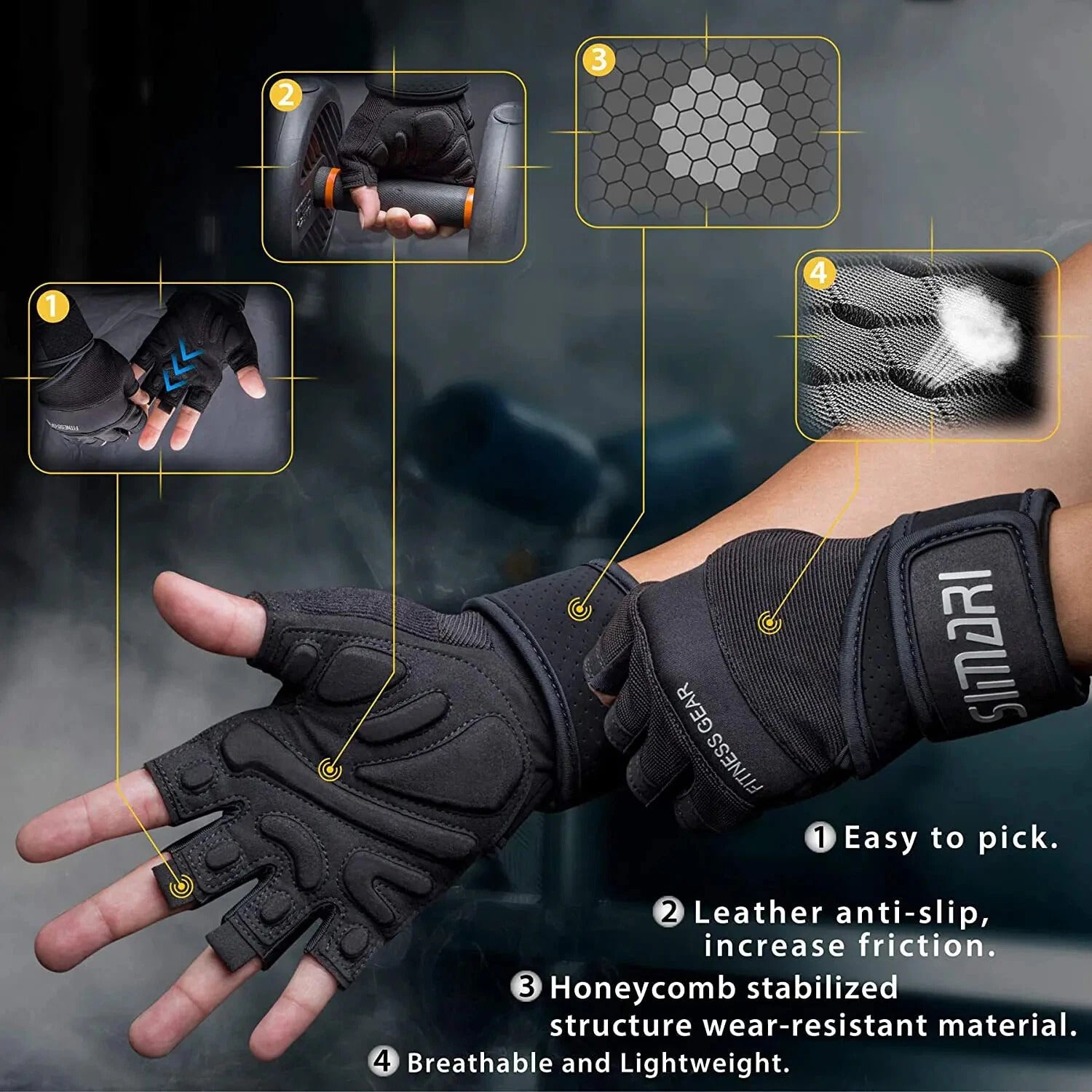Fitness Gloves Breathable Workout Half Finger Gloves Anti-slip Dumbbell Gloves