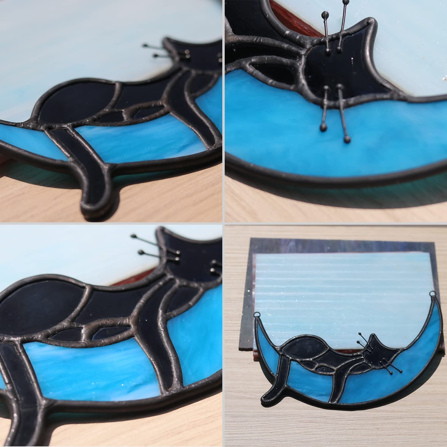 Halloween Decor Stained Glass Halloween Window Decorations Black Cat Decor Hanging Suncatcher for Windows Panels Sun Catcher Halloween Ornament Decoration