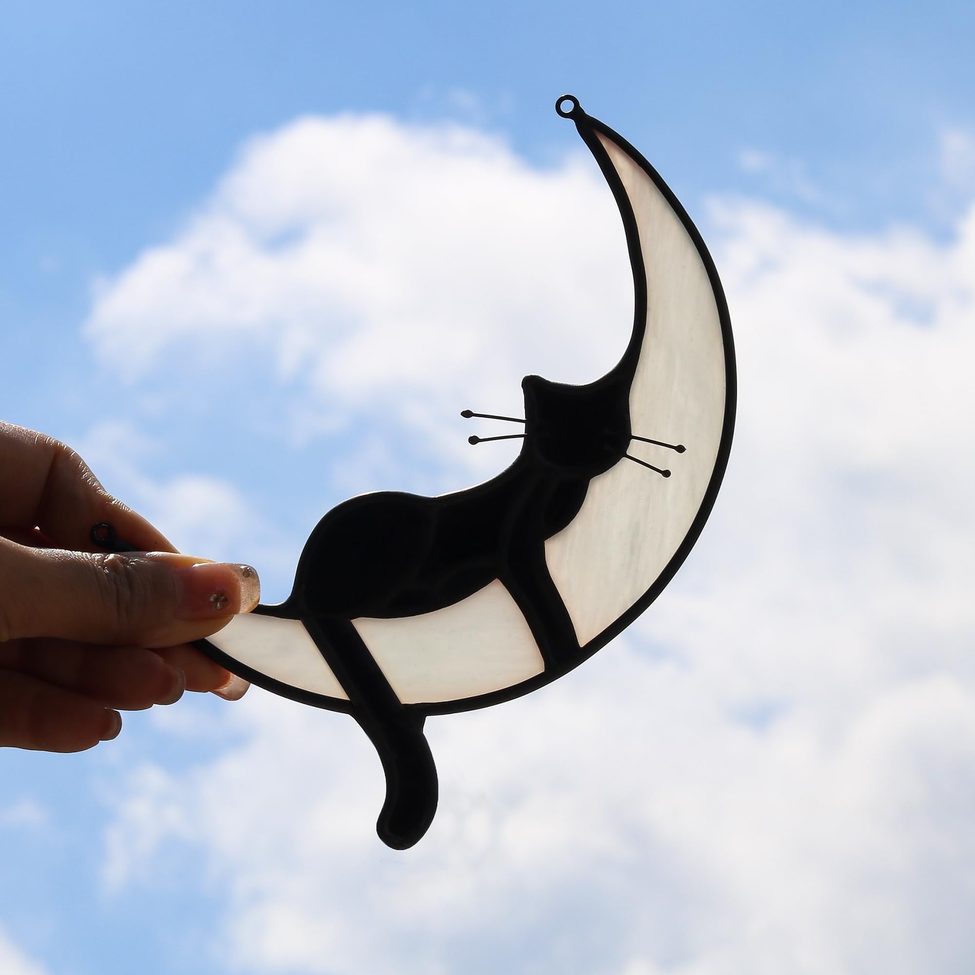 Halloween Decor Black Cat Decor Stained Glass Halloween Window Decorations Hanging Suncatcher for Windows Panels Sun Catcher Halloween Ornament Decoration