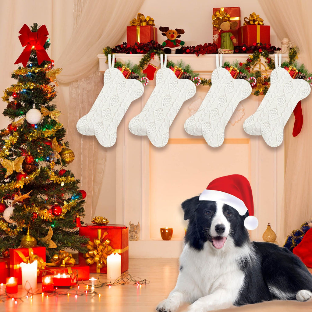 STYZIGZZ 18 Inches Christmas Stocking Cute Christmas Decorations Indoor Personalized Stockings Fireplace Knitted Xmas Stockings for Holiday Christmas Decoration White,2Pcs