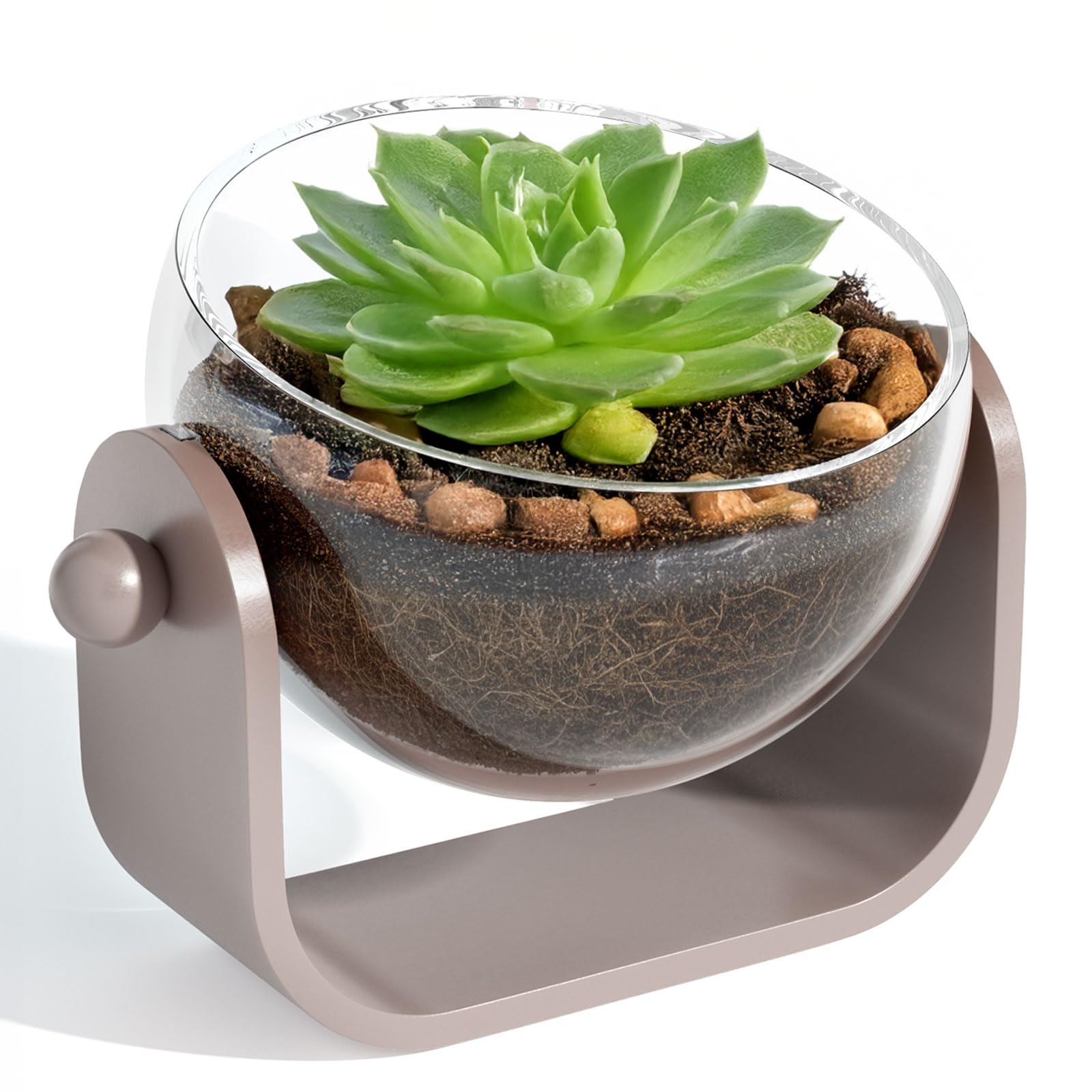 Succulent Pots ,Plant Pots Indoor 7-inch, Acrylic Propagation Stations with Drainage Holes, Ideal for Hydroponic & Soil Growing in Home, Office & Windowsill